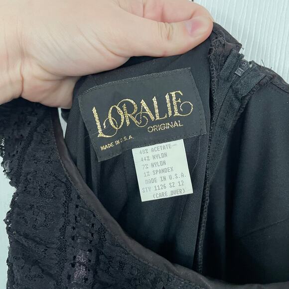 Loralie Original Vintage Sleeveless Black Lace Tulle Gown - Picture 13 of 13